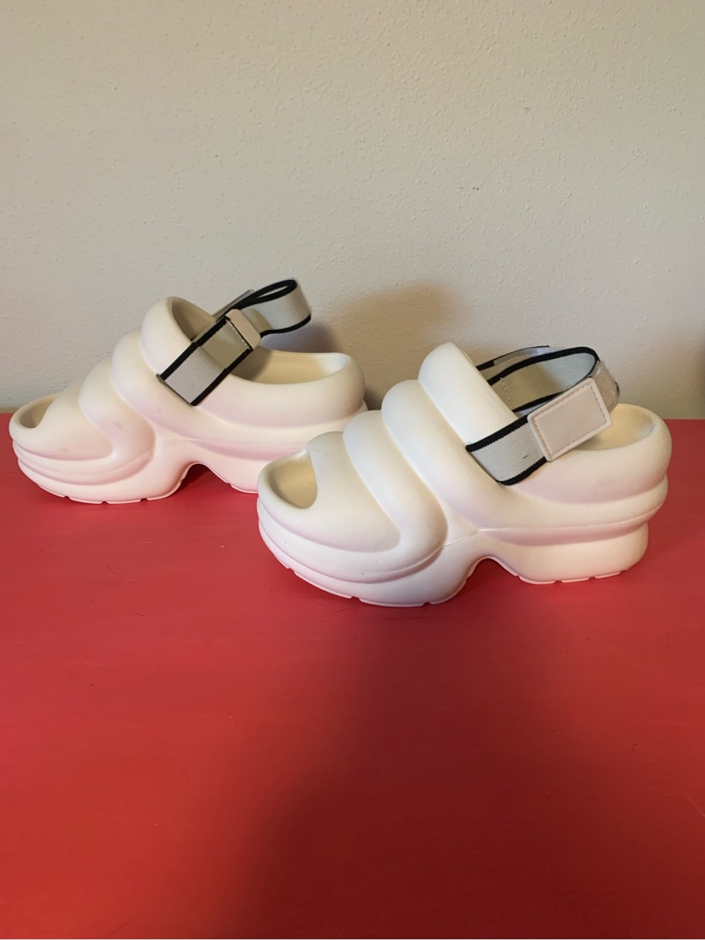 Natural Breeze Chunky White Platform Sandals - (Ugg Aww Yeah Dupe)